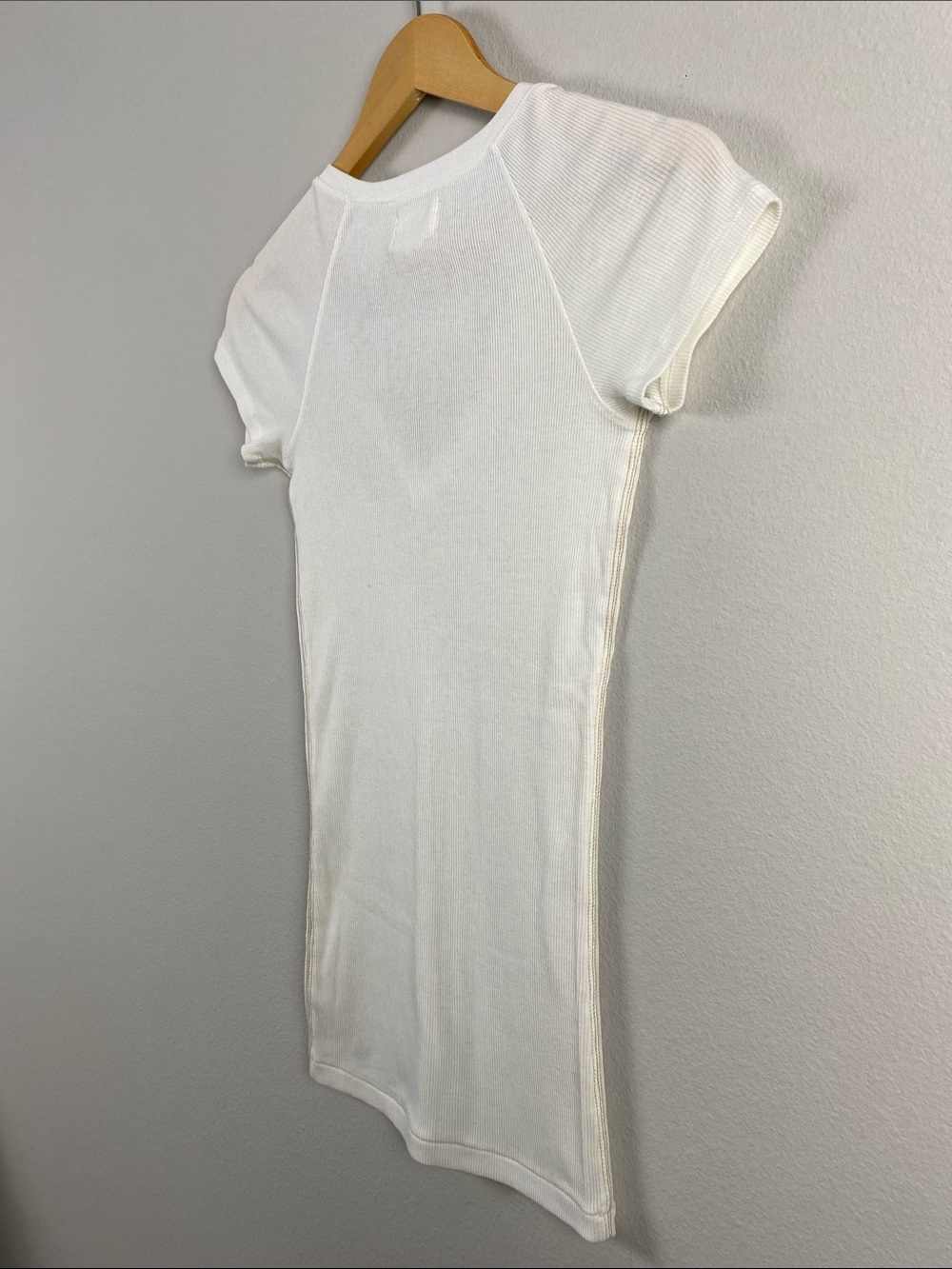 Abercrombie & Fitch Vintage Fitted Ribbed Short Sleeve Tee | Semi Sheer | White - Picture 8 of 14